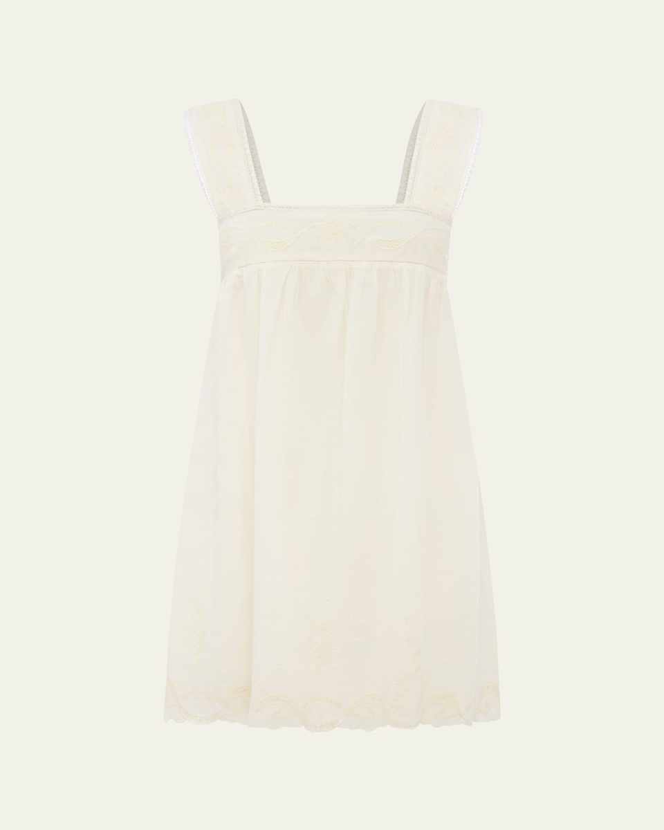 Mylah Square-Neck Embroidered Mini Dress